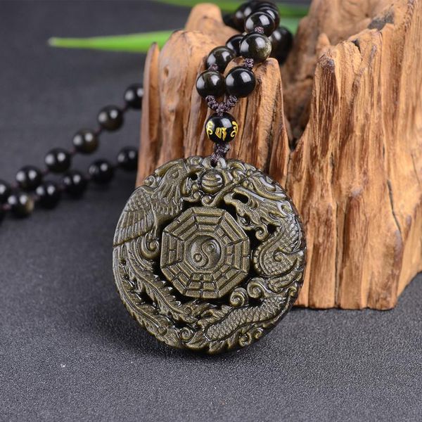 pendants natural stones golden obsidian bagua pendant necklace dragon phoenix transfer lucky love crystal jewelry energy gift, Black
pendants natural stones golden obsidian bagua pendant necklace dragon phoenix transfer lucky love crystal jewelry energy gift, Black