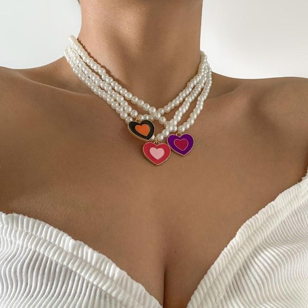 chokers 2021 trendy colorful heart pearl necklaces for women fashion clavicle chain beads necklace with pendant jewelry set charm choker, Golden;silver
chokers 2021 trendy colorful heart pearl necklaces for women fashion clavicle chain beads necklace with pendant jewelry set charm choker, Golden;silver