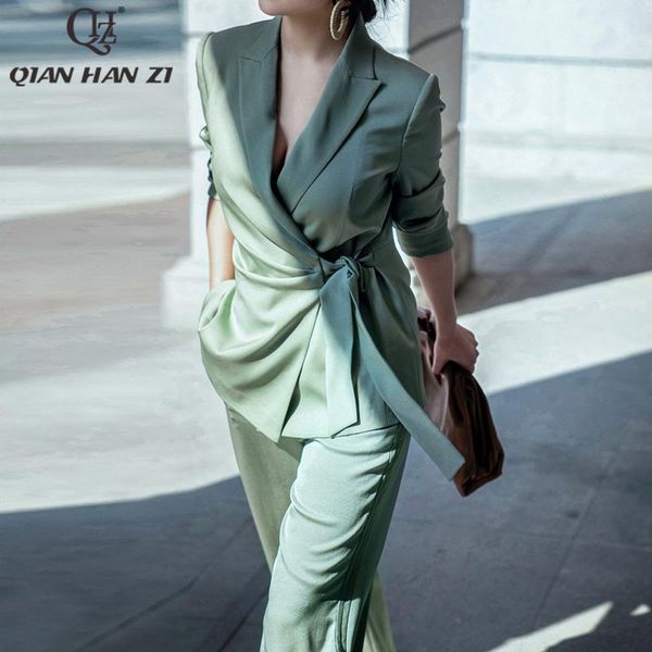 women's two piece pants qian han zi 2021 spring autumn fruit green temperament wide-leg professional suit high-level sense acetate casu, White
women's two piece pants qian han zi 2021 spring autumn fruit green temperament wide-leg professional suit high-level sense acetate casu, White