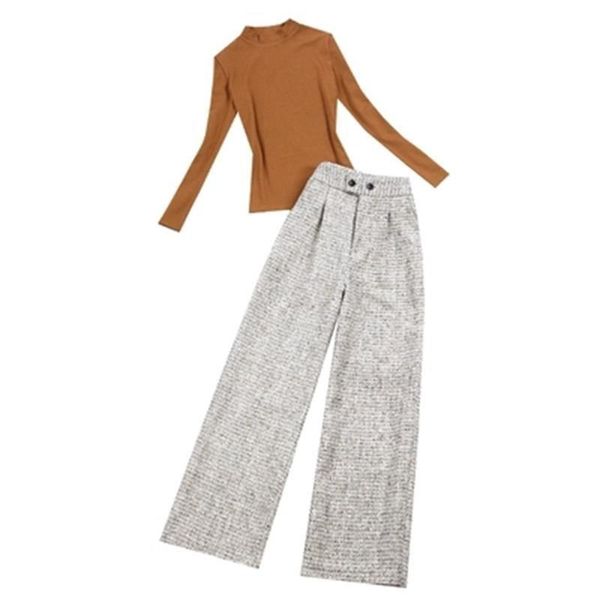 women's tracksuits fashion wool suit female winter/spring herringbone woolen warm high waist wide-leg pants two-piece women, Gray
women's tracksuits fashion wool suit female winter/spring herringbone woolen warm high waist wide-leg pants two-piece women, Gray