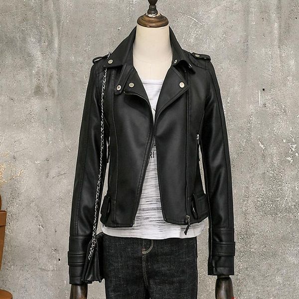 women's leather & faux kmetram jacket woman spring 2021 vintage korean biker jackets pu coat female chaqueta mujer my2526, Black
women's leather & faux kmetram jacket woman spring 2021 vintage korean biker jackets pu coat female chaqueta mujer my2526, Black