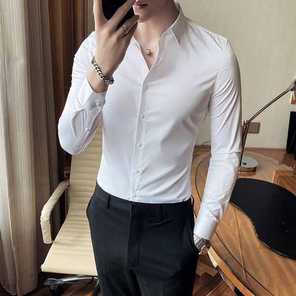 men's casual shirts business formal shirt long sleeve fashion 2021 all thin game club smoking dresses, White;black
men's casual shirts business formal shirt long sleeve fashion 2021 all thin game club smoking dresses, White;black
