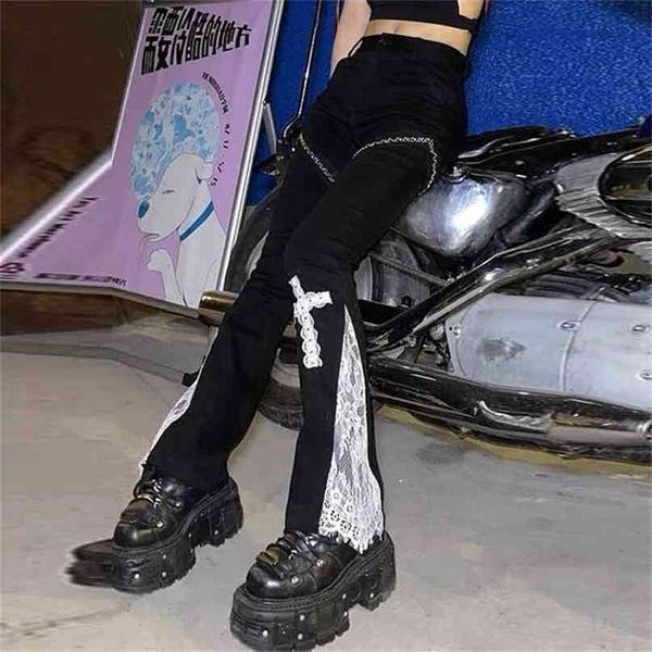 woman pants summer lace cross stretch thin flared wide-leg high waisted women gothic y2k 210915, Black;white
woman pants summer lace cross stretch thin flared wide-leg high waisted women gothic y2k 210915, Black;white
