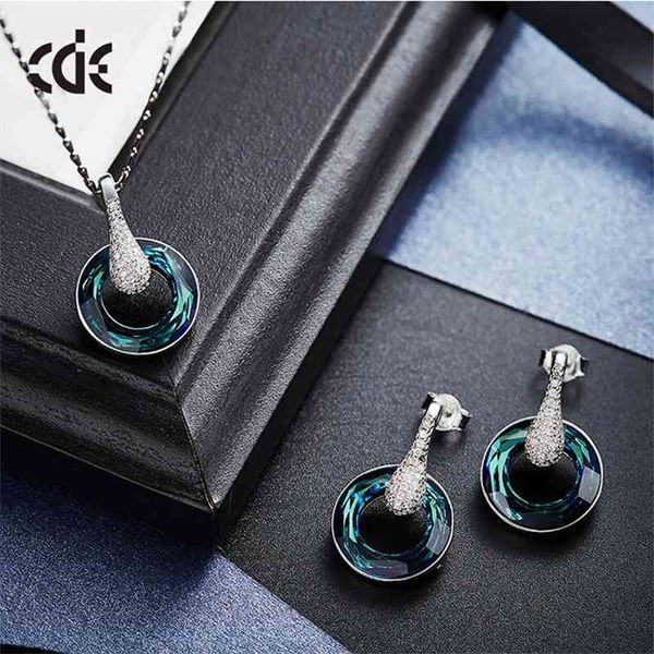 sidel s925 sterling silver women's fashion simple versatile creative crystal headdress lucky wheel necklace set, Black 
sidel s925 sterling silver women's fashion simple versatile creative crystal headdress lucky wheel necklace set, Black