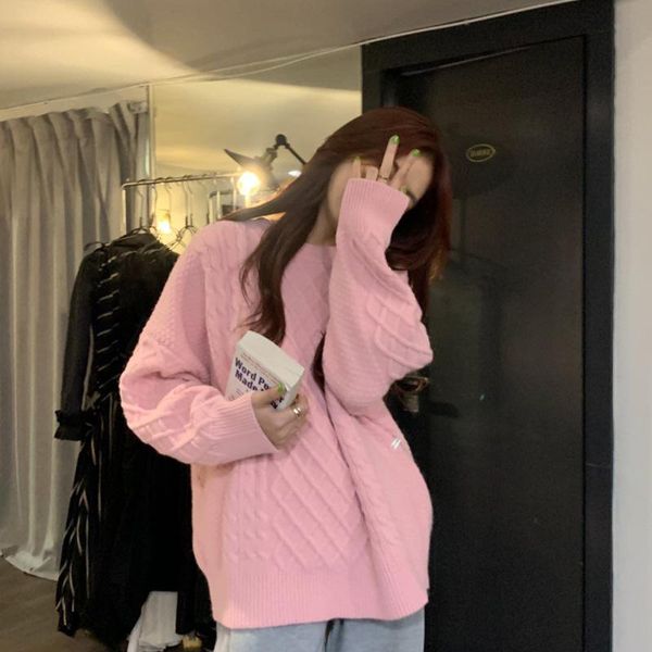 women's sweaters autumn and winter pullover sweater loose outer wear soft wind thickening mid-length round neck ladies, White;black
women's sweaters autumn and winter pullover sweater loose outer wear soft wind thickening mid-length round neck ladies, White;black