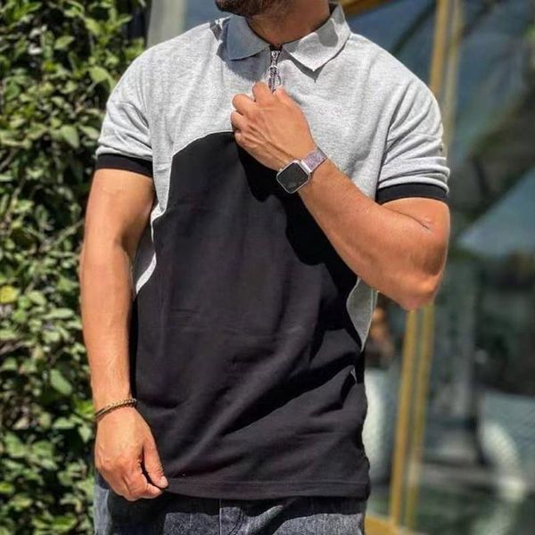 men's polos 2021 summer men short sleeve mans shirt casual patchwork shirts fashion zip-up turn-down collar pullover streetwear, White;black
men's polos 2021 summer men short sleeve mans shirt casual patchwork shirts fashion zip-up turn-down collar pullover streetwear, White;black