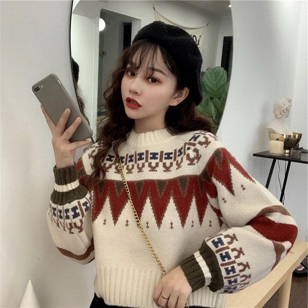 women's sweaters 2021 autumn and winter fashion short sweater college style loose outer wear, White;black
women's sweaters 2021 autumn and winter fashion short sweater college style loose outer wear, White;black