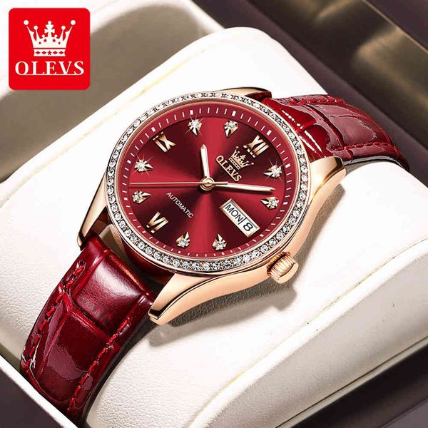 olevs elegant ladies red leather clock fashion mechanical business lighting reloj mujer 6637, Slivery;brown
olevs elegant ladies red leather clock fashion mechanical business lighting reloj mujer 6637, Slivery;brown
