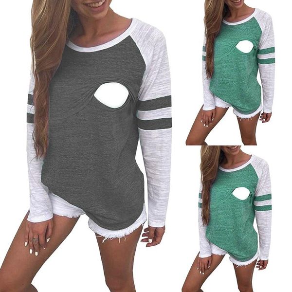 maternity & tees women long sleeve nursing patchwork color breastfeeding blouse long-sleeve multi-color matching top, White
maternity & tees women long sleeve nursing patchwork color breastfeeding blouse long-sleeve multi-color matching top, White