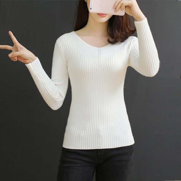 10 colors autumn women lady sweater cashmere high elastic v neck slim tight bottoming knitted pullovers, White;black
10 colors autumn women lady sweater cashmere high elastic v neck slim tight bottoming knitted pullovers, White;black