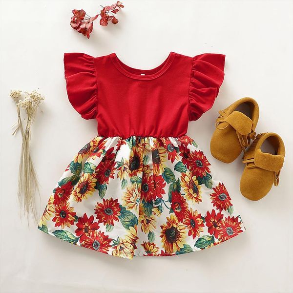 40 floral printing toddler kids girl dresses baby girls ruffle flying sleeve round neck casual princess summer clothes, Red;yellow
40 floral printing toddler kids girl dresses baby girls ruffle flying sleeve round neck casual princess summer clothes, Red;yellow