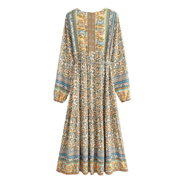 2021 bohemia stream buttons v neck floral print long sleeve boho dress woman bandage lacing up waist mid calf holiday dresses, Red
2021 bohemia stream buttons v neck floral print long sleeve boho dress woman bandage lacing up waist mid calf holiday dresses, Red