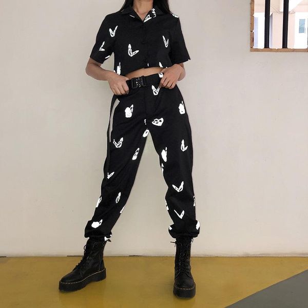 women's pants & capris fashion reflective butterfly black jogger women harajuku punk elastic high waist trousers summer long, Black;white
women's pants & capris fashion reflective butterfly black jogger women harajuku punk elastic high waist trousers summer long, Black;white
