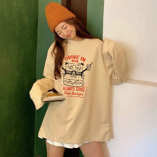 2021 spring new wild college style solid color letter cartoon printing pullover long-sleeved t-shirt z3so, White
2021 spring new wild college style solid color letter cartoon printing pullover long-sleeved t-shirt z3so, White