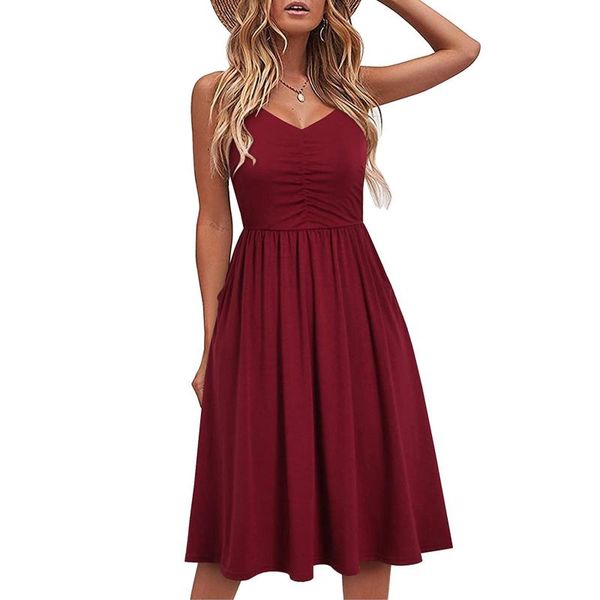 casual dresses women fashion summer dress seaside sling sleeveless v-neck solid midi for jurken zomer 2021 dames, Black;gray
casual dresses women fashion summer dress seaside sling sleeveless v-neck solid midi for jurken zomer 2021 dames, Black;gray