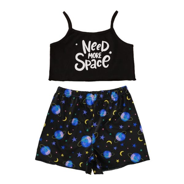 clothing sets 2pcs summer children baby girls set sling letter print vest +planet shorts outfit 1-8years, White
clothing sets 2pcs summer children baby girls set sling letter print vest +planet shorts outfit 1-8years, White