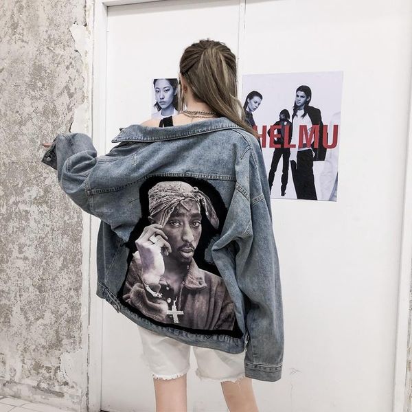 women's jackets hip streetwear denim women turn down collar long sleeve jeans jacket coat loose printed outwear vintage, Black;brown
women's jackets hip streetwear denim women turn down collar long sleeve jeans jacket coat loose printed outwear vintage, Black;brown