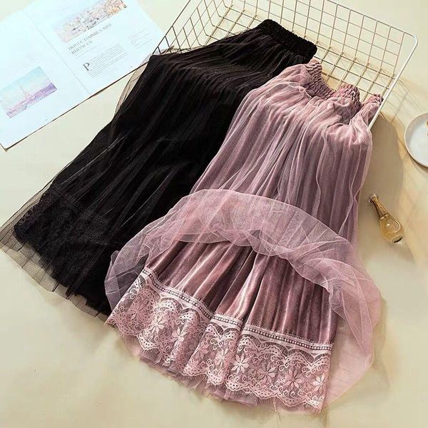 women 2021 spring autumn lace velvet tulle midi skirt female elastic high waist pleated a-line skirt ladies chic skirts b944, Black
women 2021 spring autumn lace velvet tulle midi skirt female elastic high waist pleated a-line skirt ladies chic skirts b944, Black