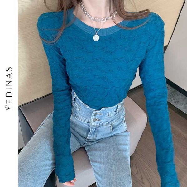 yedinas women long sleeve t-shirt vintage fold o-neck slim tshirt chic harajuku base shirt black tee female white korean 210527
yedinas women long sleeve t-shirt vintage fold o-neck slim tshirt chic harajuku base shirt black tee female white korean 210527