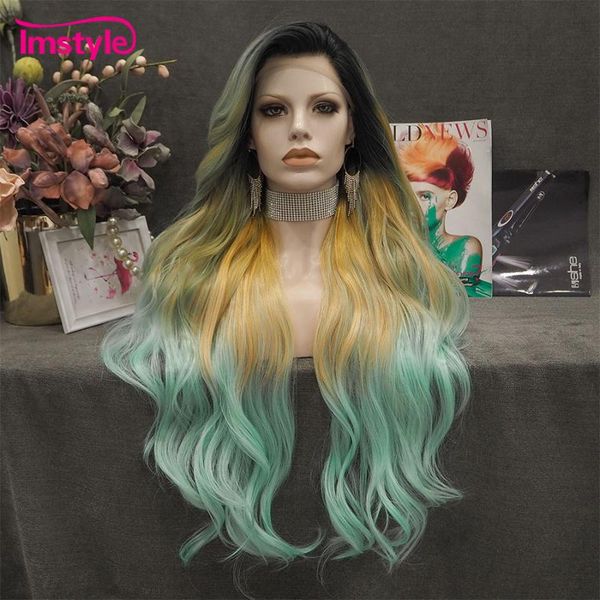 synthetic wigs imstyle long ombre yellow green lace front wig natural wavy multicolor for women cosplay heat resistant fiber, Black
synthetic wigs imstyle long ombre yellow green lace front wig natural wavy multicolor for women cosplay heat resistant fiber, Black