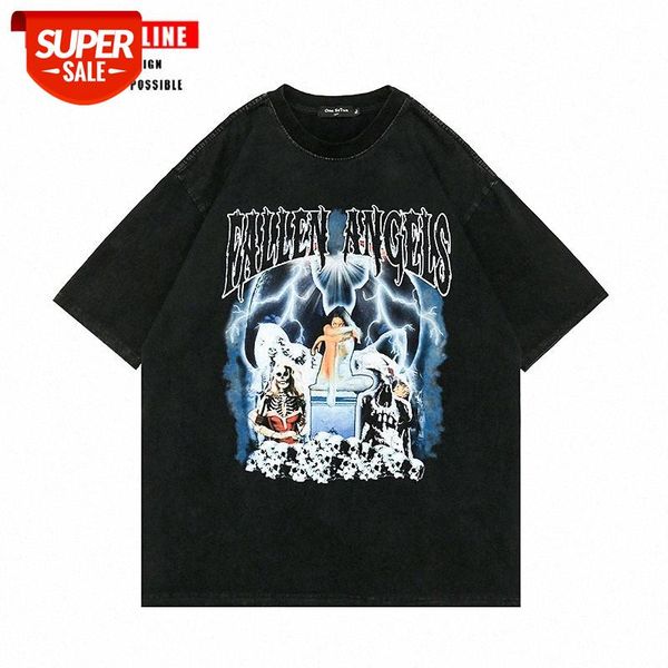 high street rap vibe style skull letter print hip-hop short-sleeved american washed old t-shirt men #p581, White;black
high street rap vibe style skull letter print hip-hop short-sleeved american washed old t-shirt men #p581, White;black