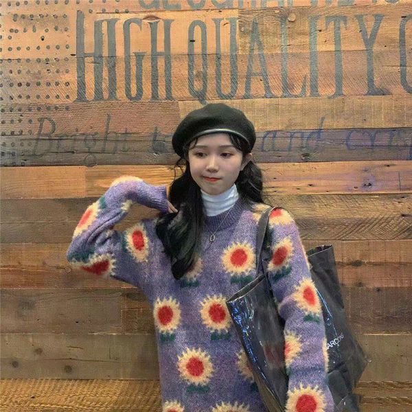 print floral the casual neck feminine soft all-match sweater femme pullover 2021 new fall retro winter long sleeve al0a, White;black
print floral the casual neck feminine soft all-match sweater femme pullover 2021 new fall retro winter long sleeve al0a, White;black