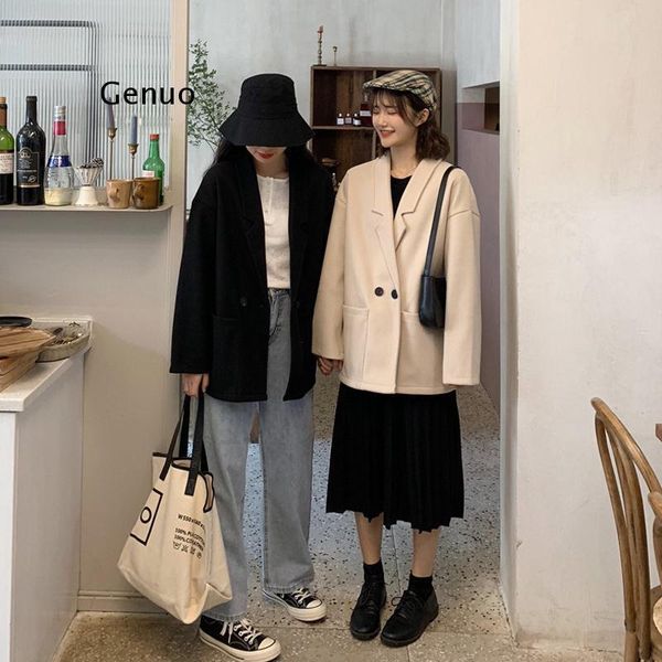 women's suits & blazers womens spring autumn solid woolen notched outwear windbreaker loose retro feminine big pockets chic, White;black
women's suits & blazers womens spring autumn solid woolen notched outwear windbreaker loose retro feminine big pockets chic, White;black