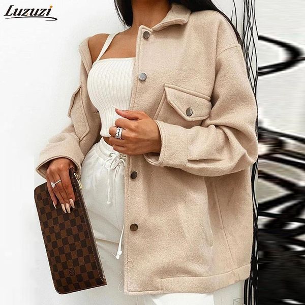 women's wool & blends luzuzi autumn single breasted turn-down collar coat women elegant long sleeve pocket outwear solid loose streetwe, Black
women's wool & blends luzuzi autumn single breasted turn-down collar coat women elegant long sleeve pocket outwear solid loose streetwe, Black
