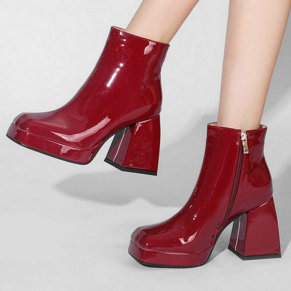 dress shoes mulheres tornozelo botas plataforma grossa salto alto senhoras curtas patente couro do plutônio de pé quadra qdk7, Black
dress shoes mulheres tornozelo botas plataforma grossa salto alto senhoras curtas patente couro do plutônio de pé quadra qdk7, Black