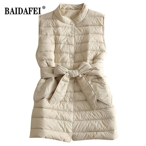 women's vests baidafei vest with adjustable waist ultra light down women female coat long slim sleeveless, Black;white
women's vests baidafei vest with adjustable waist ultra light down women female coat long slim sleeveless, Black;white