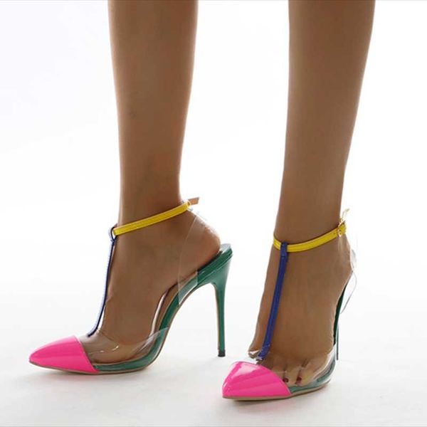 sandals modern mixed color closed toe transparent pvc upper women stiletto high heel shoes summer clear pumps buckle strap, Black
sandals modern mixed color closed toe transparent pvc upper women stiletto high heel shoes summer clear pumps buckle strap, Black