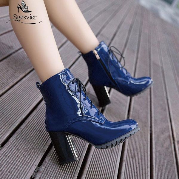 boots sgesvier ankle for women shoes high heels short patent lace-up women's blue red black large size 45 46
boots sgesvier ankle for women shoes high heels short patent lace-up women's blue red black large size 45 46