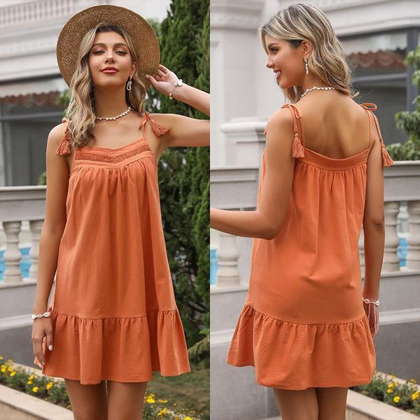 casual dresses summer dress 2021 women camisole vest lace splicing tassel loose solid color female vestido de mujer, Black;gray
casual dresses summer dress 2021 women camisole vest lace splicing tassel loose solid color female vestido de mujer, Black;gray