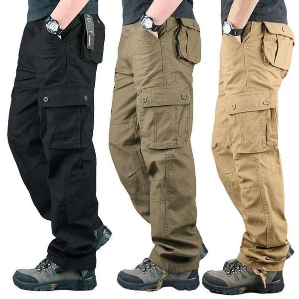 men's pants cargo casual multi pockets military tactical male outwear loose straight slacks long trousers plus size 29-44, Black
men's pants cargo casual multi pockets military tactical male outwear loose straight slacks long trousers plus size 29-44, Black