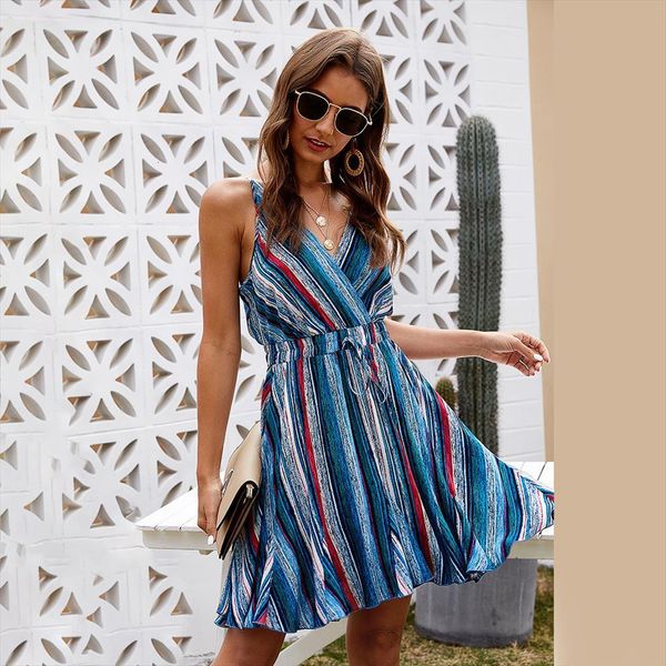 summer v neck strap womens dresses stripe print fashion sleeveless party slim, Black;gray
summer v neck strap womens dresses stripe print fashion sleeveless party slim, Black;gray