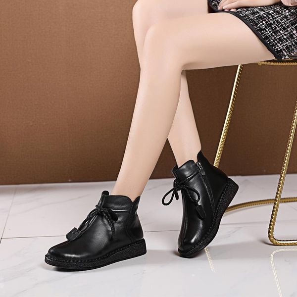 boots leather short women's winter fashion flat bottom comfortable non-slip plus velvet korean version of the middle-aged an, Black
boots leather short women's winter fashion flat bottom comfortable non-slip plus velvet korean version of the middle-aged an, Black