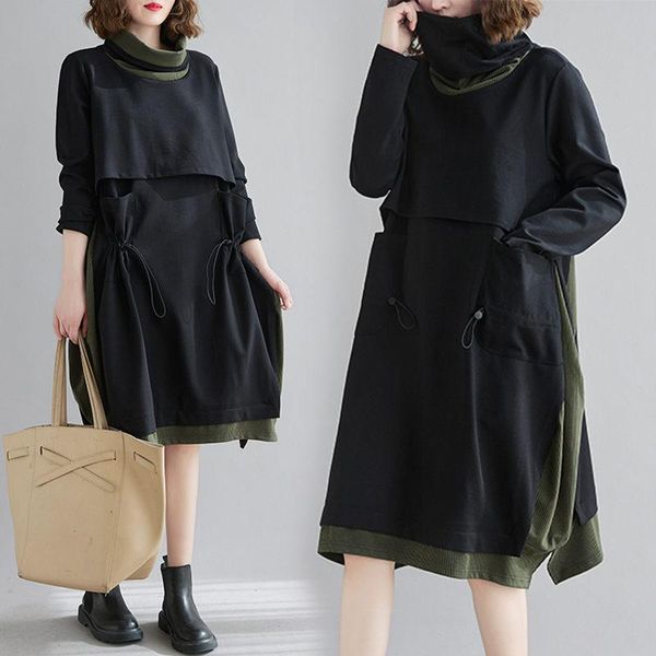 casual dresses plus size women's autumn winter loose color matching high-neck bottoming dress female drawstring waist temperament y999, Black;gray
casual dresses plus size women's autumn winter loose color matching high-neck bottoming dress female drawstring waist temperament y999, Black;gray