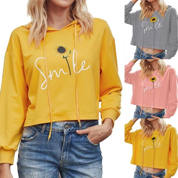women's hoodies & sweatshirts women long sleeve drawstring smile sunflower print crop sweatshirt, Black
women's hoodies & sweatshirts women long sleeve drawstring smile sunflower print crop sweatshirt, Black