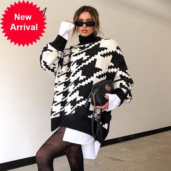 fsda 2021 turtleneck loose sweater dress women casual knitted jumper oversized long sleeve autumn winter houndstooth pullover, White;black
fsda 2021 turtleneck loose sweater dress women casual knitted jumper oversized long sleeve autumn winter houndstooth pullover, White;black
