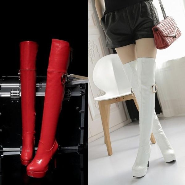 boots high-heeled stand women shoes waterproof high long patent leather elastic women's, Black
boots high-heeled stand women shoes waterproof high long patent leather elastic women's, Black