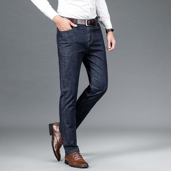 men's jeans ice silk summer thin trousers spring and autumn business casual straight loose elastic long pants men, Blue
men's jeans ice silk summer thin trousers spring and autumn business casual straight loose elastic long pants men, Blue