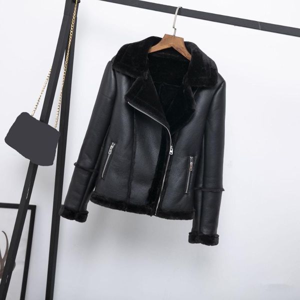 women's jackets 2021 autumn winter women faux lamb pu leather jacket solid fashion lambs fur collar warm female thick outerwear, Black;brown
women's jackets 2021 autumn winter women faux lamb pu leather jacket solid fashion lambs fur collar warm female thick outerwear, Black;brown