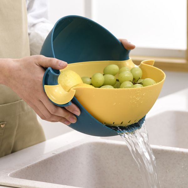 mei'anju double layer rotating drain basket, double color water fruit basket, plastic vegetable washing basket, kitchen supplies creati
mei'anju double layer rotating drain basket, double color water fruit basket, plastic vegetable washing basket, kitchen supplies creati