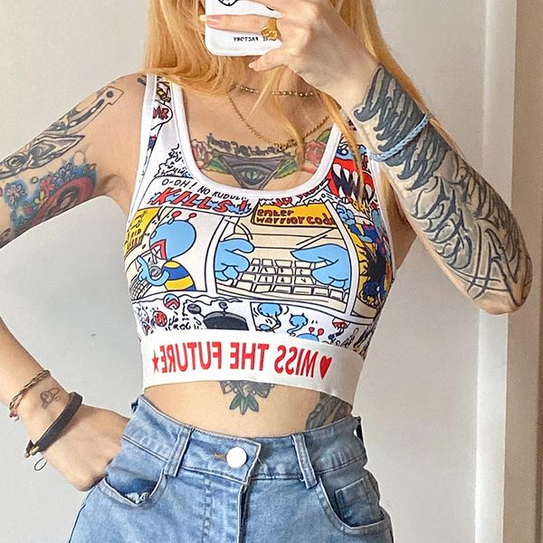 harajuku cartoon print slim sleeveless tank women streetwear sports casual stretch graffiti fashion vest basic, White
harajuku cartoon print slim sleeveless tank women streetwear sports casual stretch graffiti fashion vest basic, White