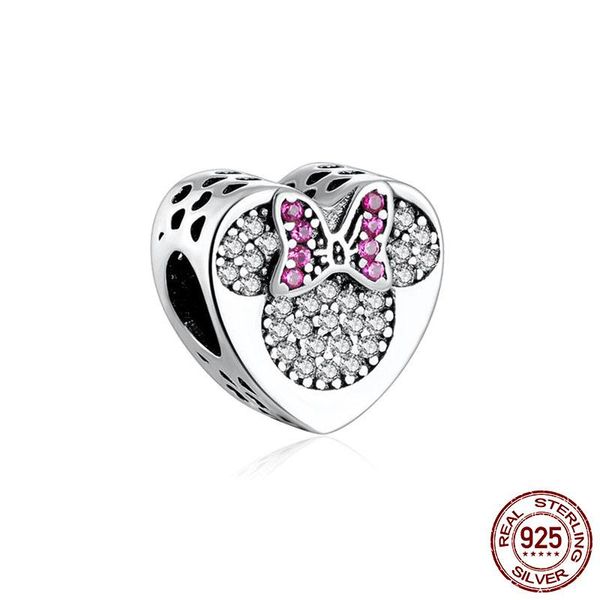 other authentic 100% 925 sterling silver diy jewelry bow true love girl boy mouse charm fit bracelet making gift