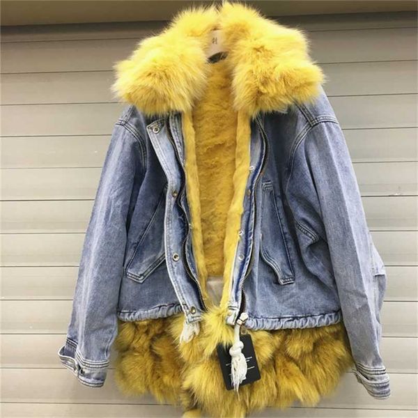 real fur collar thicker warm denim coat female winter hairy longer real rabbit liner detachable f2209 211220, Black
real fur collar thicker warm denim coat female winter hairy longer real rabbit liner detachable f2209 211220, Black