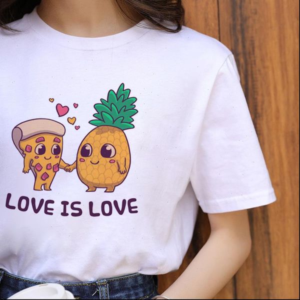 new pineapple fruits printed harajuku women t shirt love is love t shirt fashion casual tshirt kawaii cartoon, White 
new pineapple fruits printed harajuku women t shirt love is love t shirt fashion casual tshirt kawaii cartoon, White