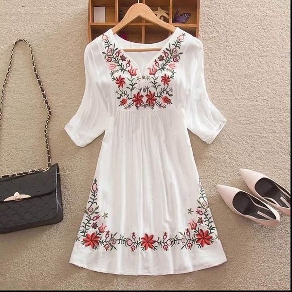 summer women mexican embroidered floral peasant blouse vintage ethnic tunic boho hippie clothes blusa feminina, White
summer women mexican embroidered floral peasant blouse vintage ethnic tunic boho hippie clothes blusa feminina, White