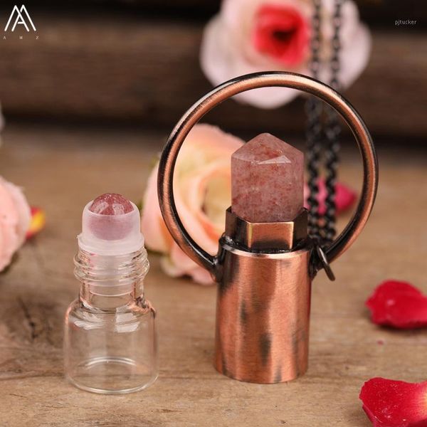 chains 2ml natural amethysts strawberry quartz roll on perfume bottle pendant necklace women crystal essential oil roller1, Silver
chains 2ml natural amethysts strawberry quartz roll on perfume bottle pendant necklace women crystal essential oil roller1, Silver