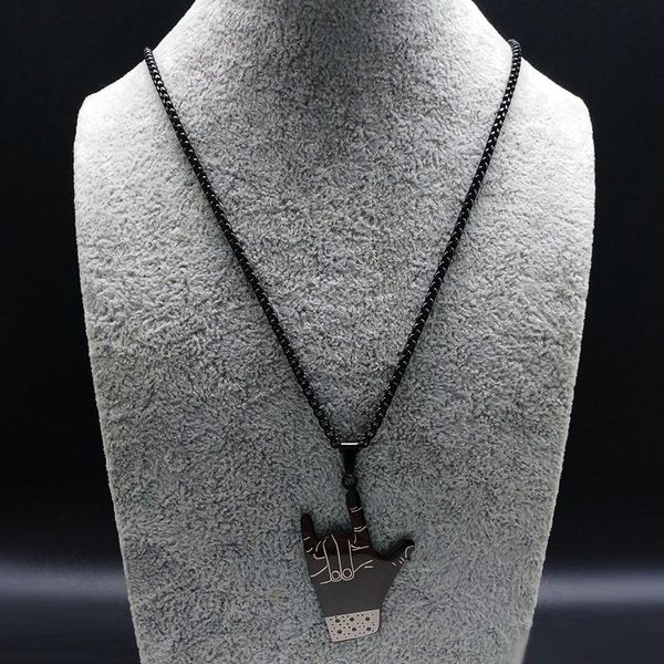 pendant necklaces gesture i love you stainless steel men jewerly black color hip-hop charms jewelry collier homme n17938, Silver
pendant necklaces gesture i love you stainless steel men jewerly black color hip-hop charms jewelry collier homme n17938, Silver
